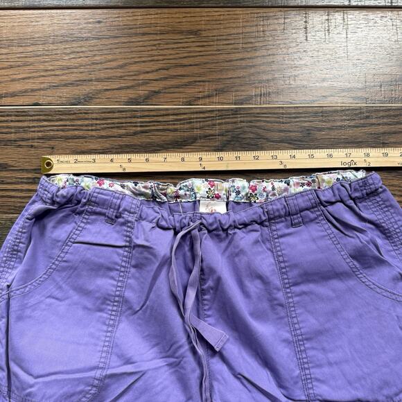 Lot 2 Kathy Peterson 701 Lindsey Scrub Pants 2X Pink & Purple Stretch Cinch Leg - Picture 8 of 9